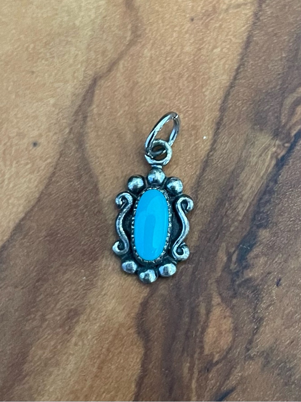 Turquoise Oval Silver Charm Pendant
